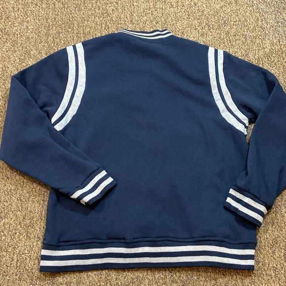 Men’s RING OF FIRE 💯 Polyester Navy Blue Varsity Jacket Sweater Size XL - Picture 5 of 6